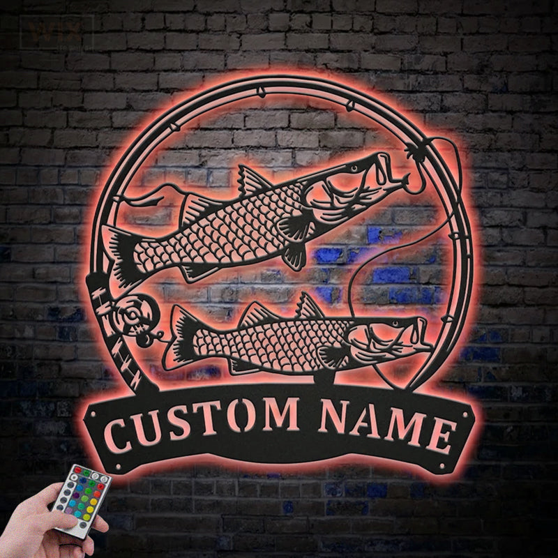 Fishing LED Metal Sign