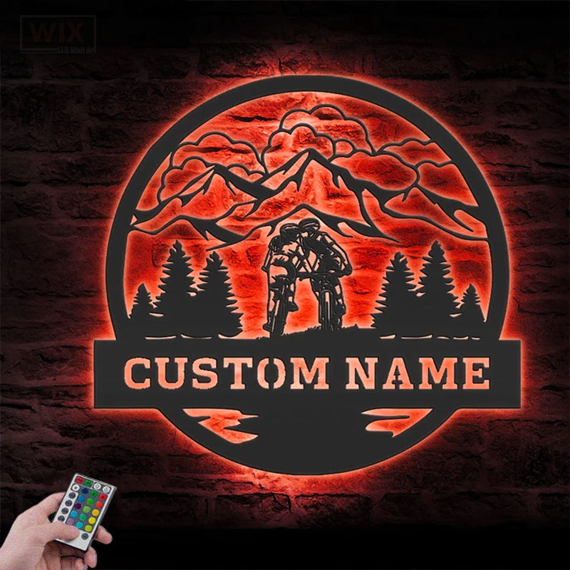 Mountain Bike LED Metal Sign - Wix Decor