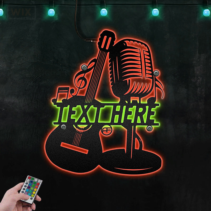 Guitar LED Metal Sign