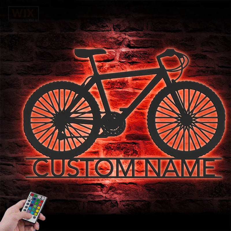 Mountain Bike LED Metal Sign - Wix Decor
