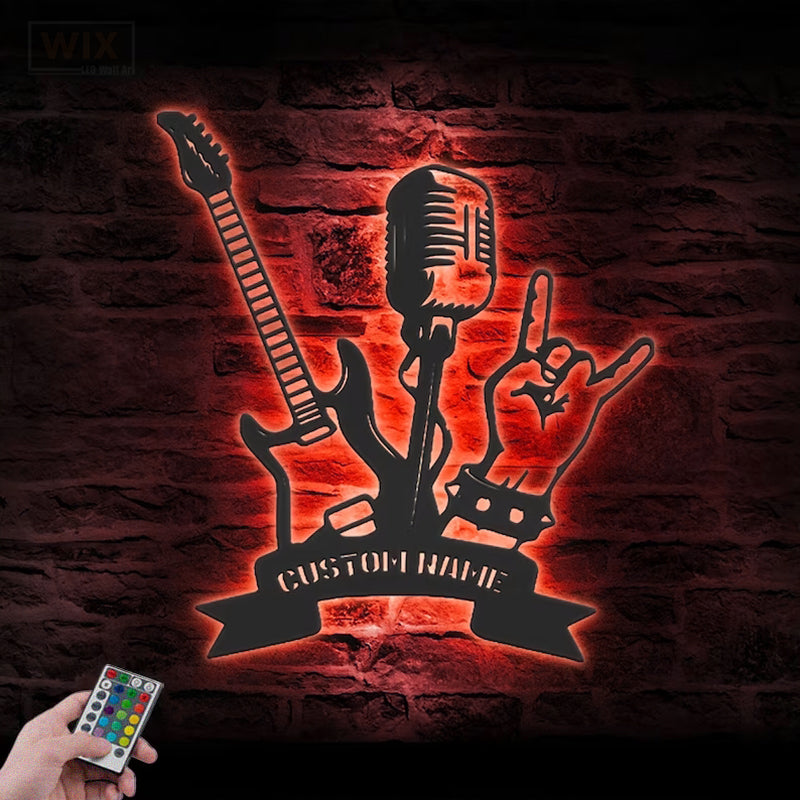Guitar LED Metal Sign