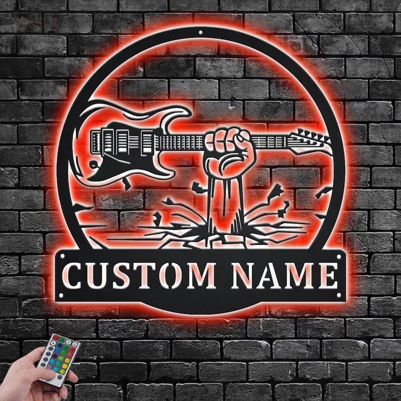 Guitar LED Metal Sign