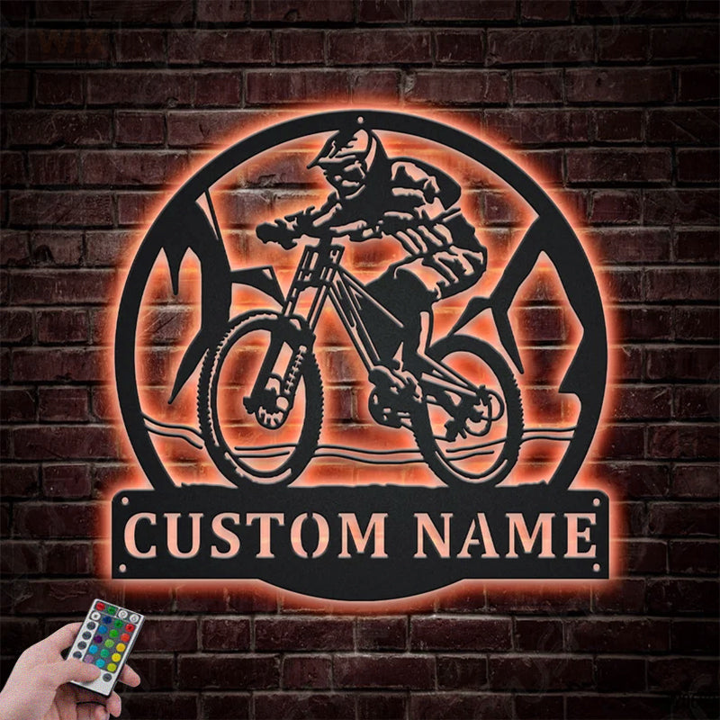 Mountain Bike LED Metal Sign - Wix Decor