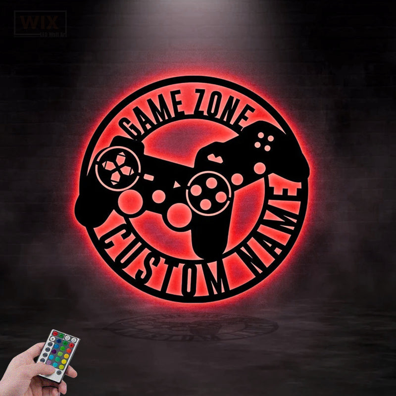 Gamer Zone LED Metal Sign
