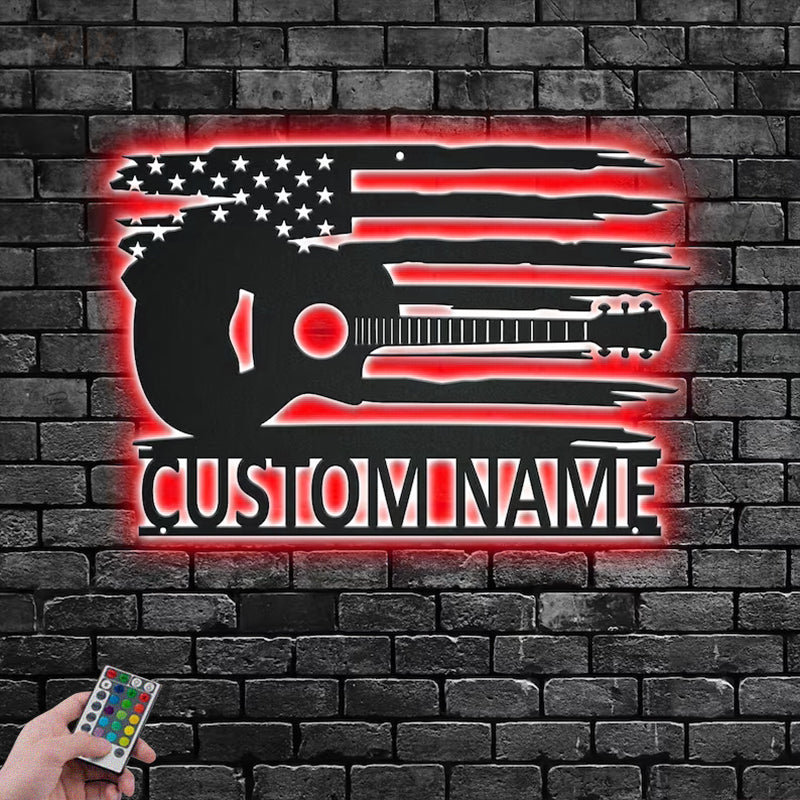 Guitar LED Metal Sign