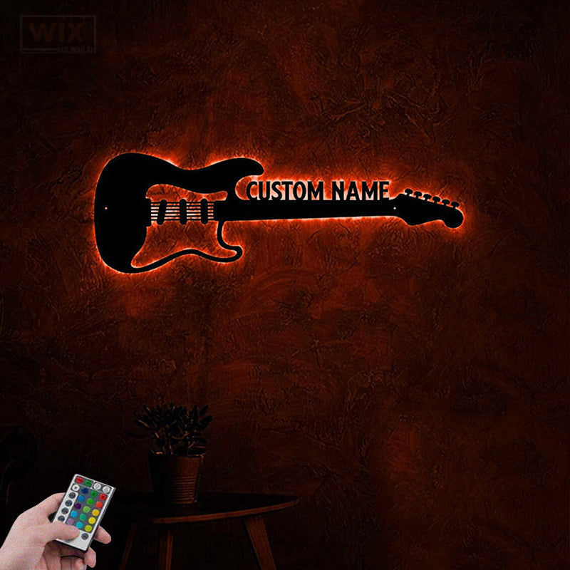 Guitar LED Metal Sign