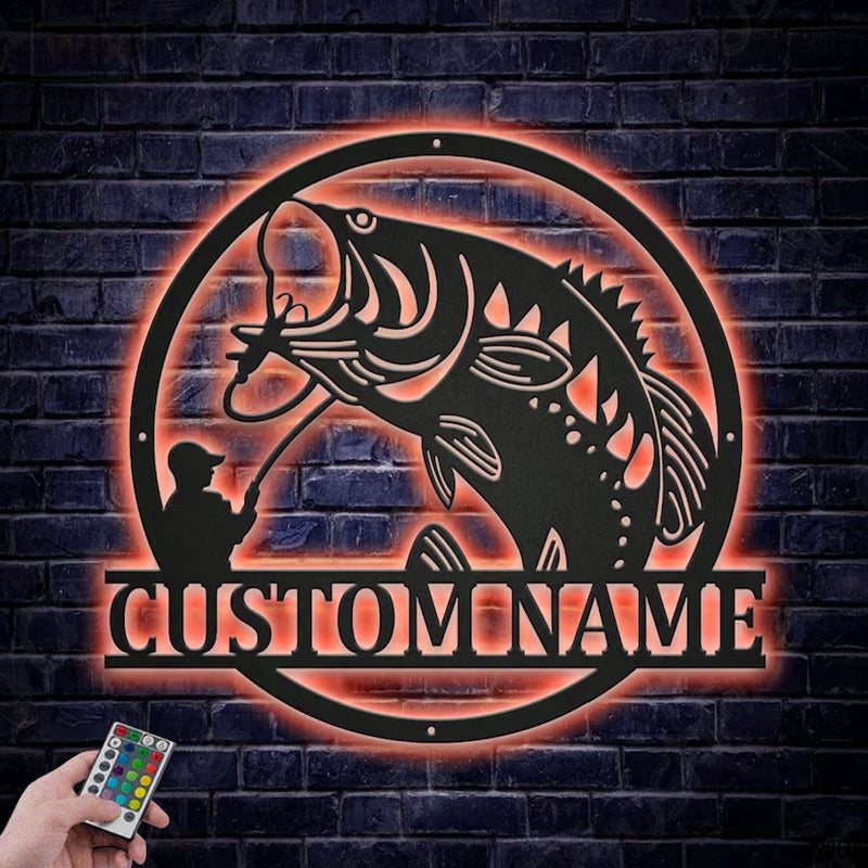 Fishing LED Metal Sign