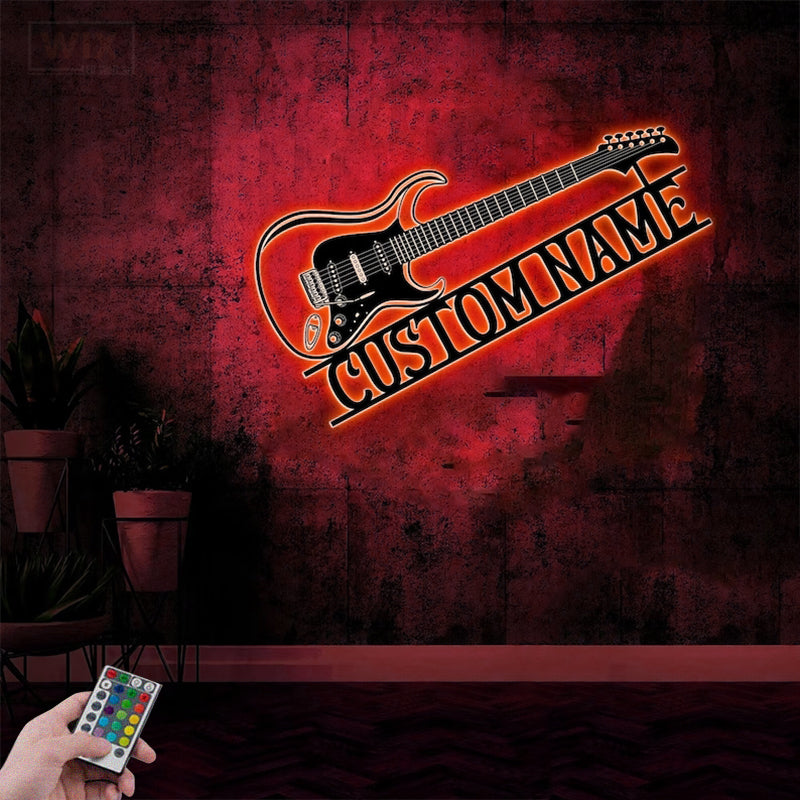 Guitar LED Metal Sign