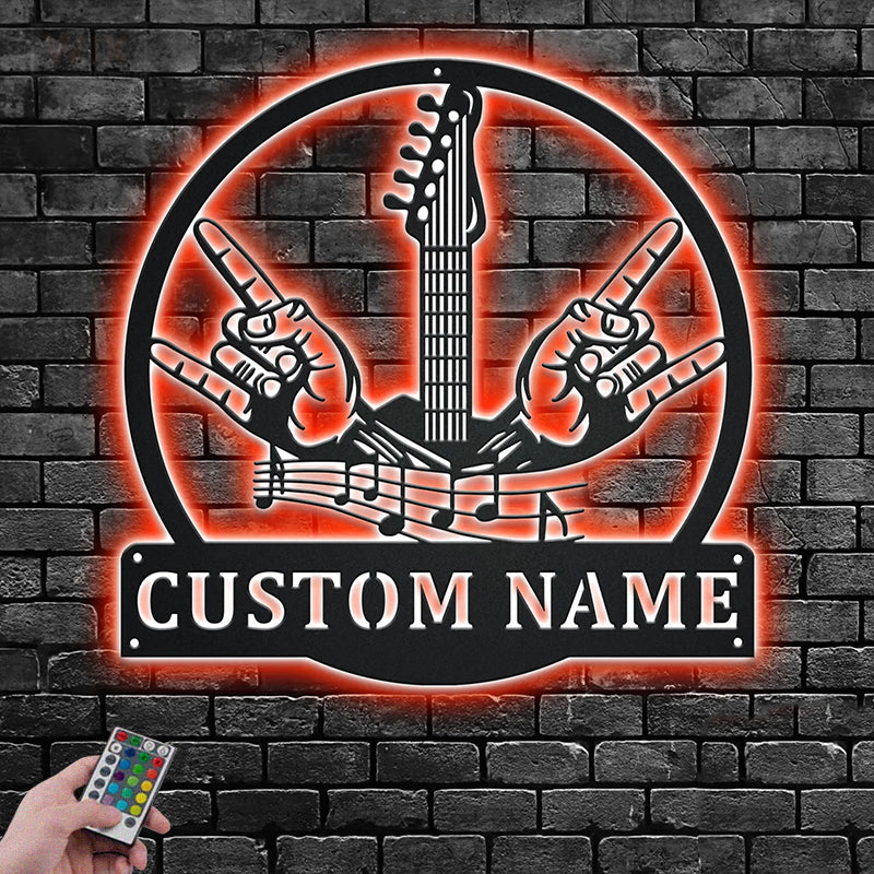 Guitar LED Metal Sign
