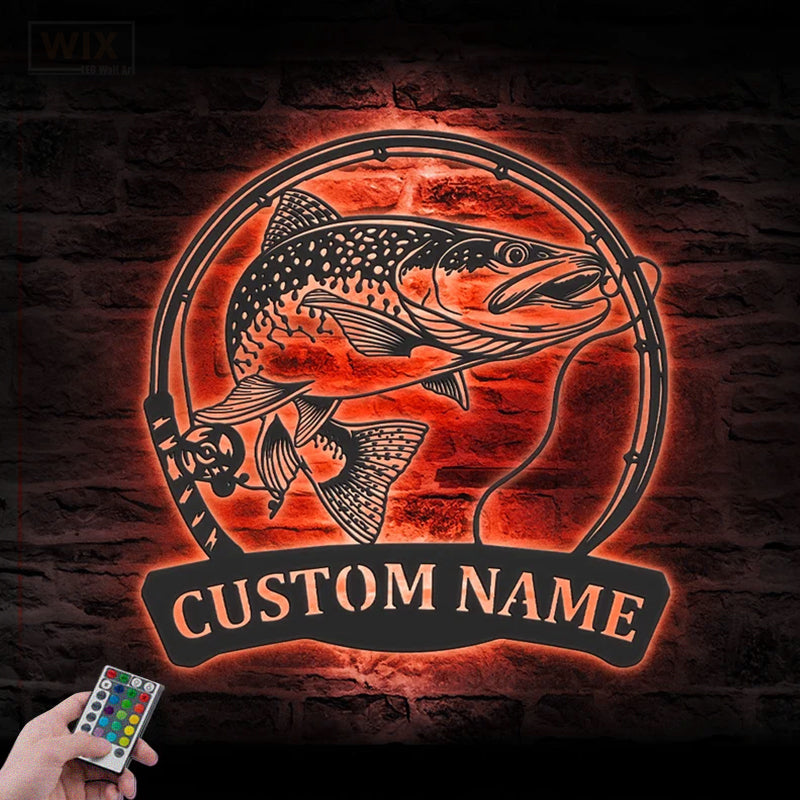 Fishing LED Metal Sign