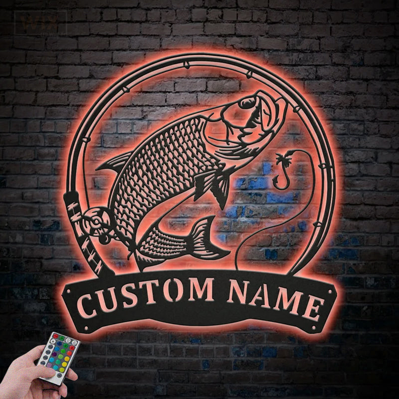 Fishing LED Metal Sign