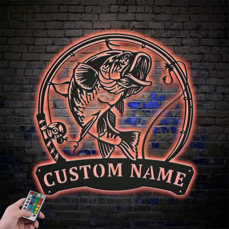 Fishing LED Metal Sign