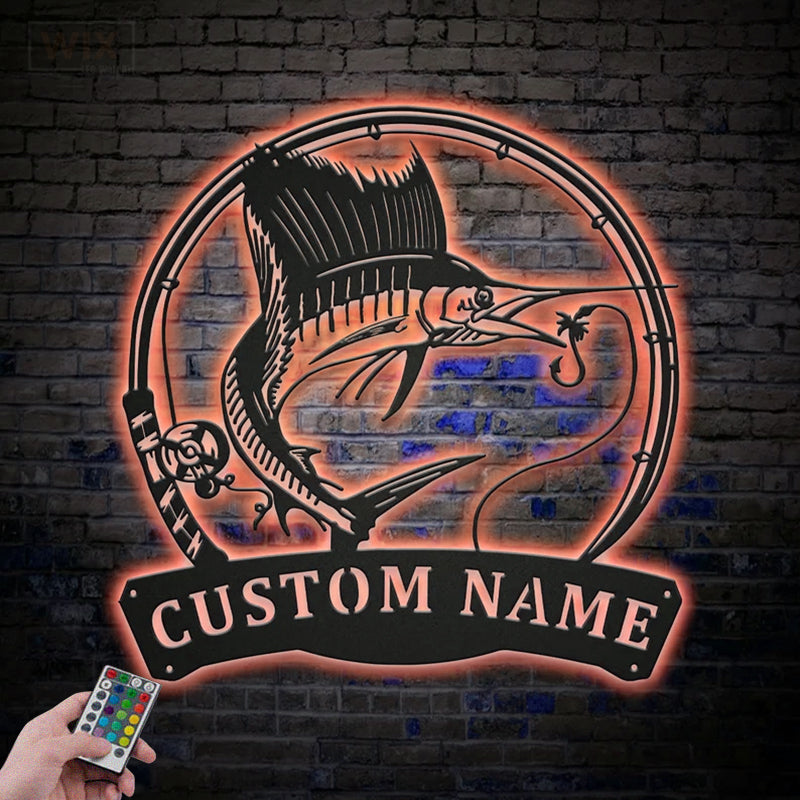 Fishing LED Metal Sign