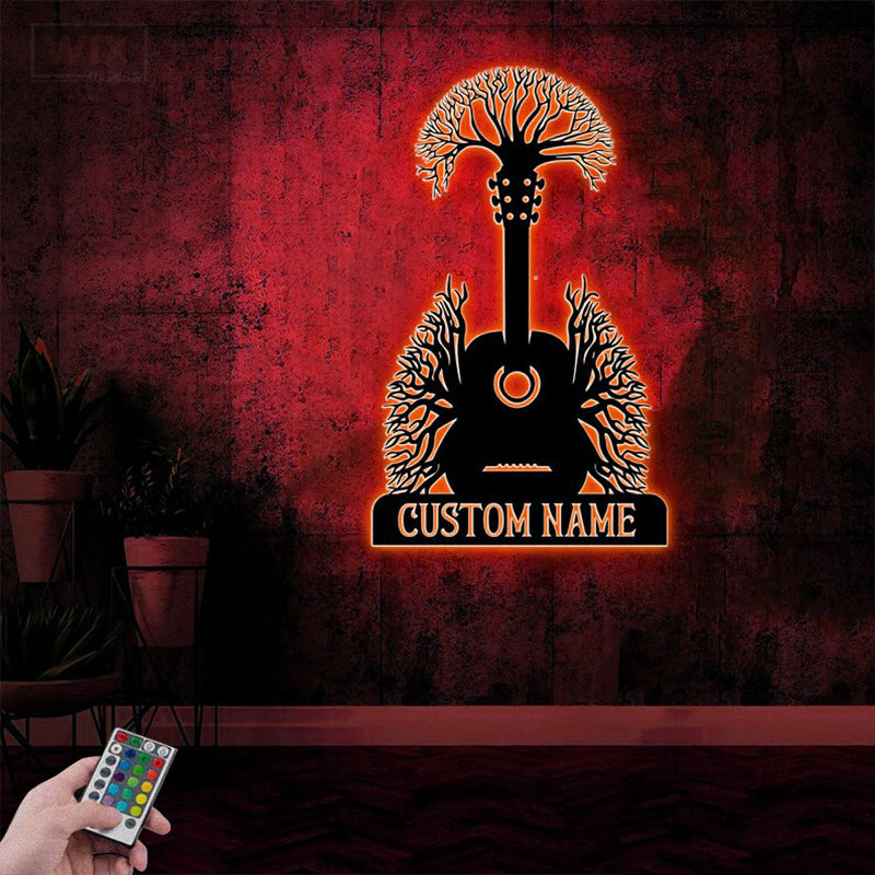 Guitar LED Metal Sign