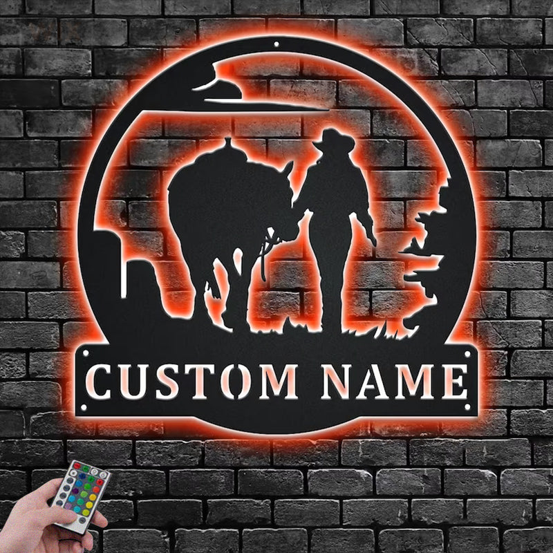 Horse LED Metal Sign