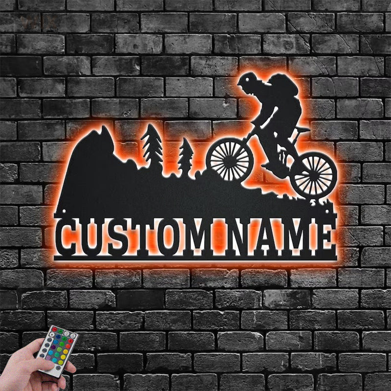 Mountain Bike LED Metal Sign - Wix Decor