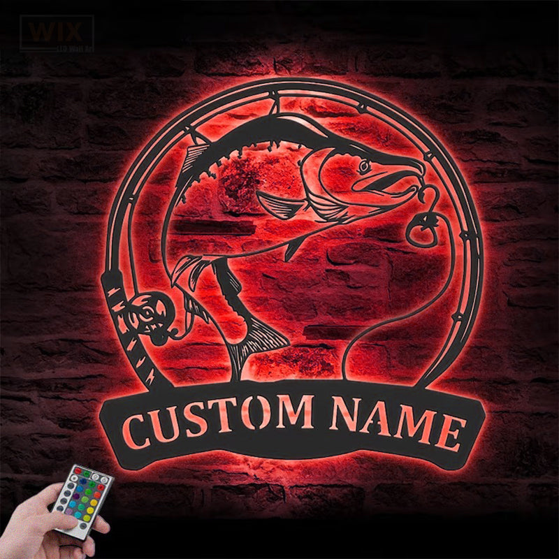 Fishing LED Metal Sign - Wix Decor