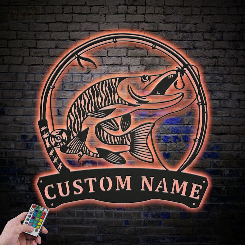 Fishing LED Metal Sign - Wix Decor