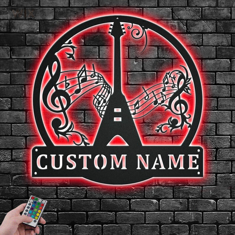 Guitar LED Metal Sign