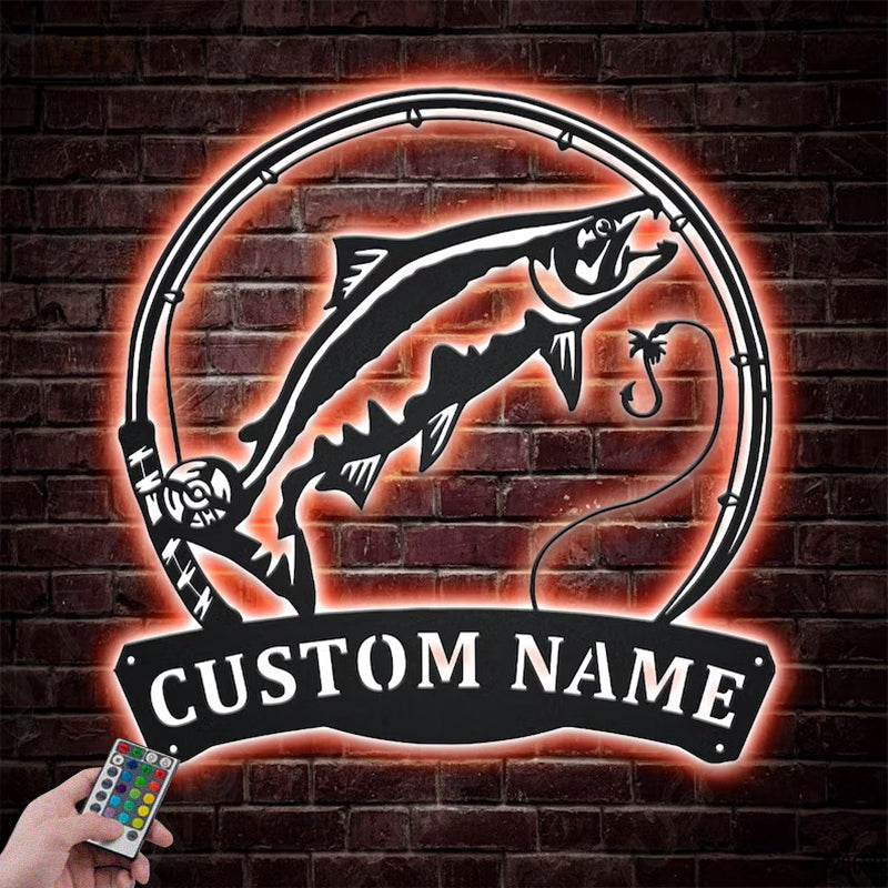 Fishing LED Metal Sign - Wix Decor