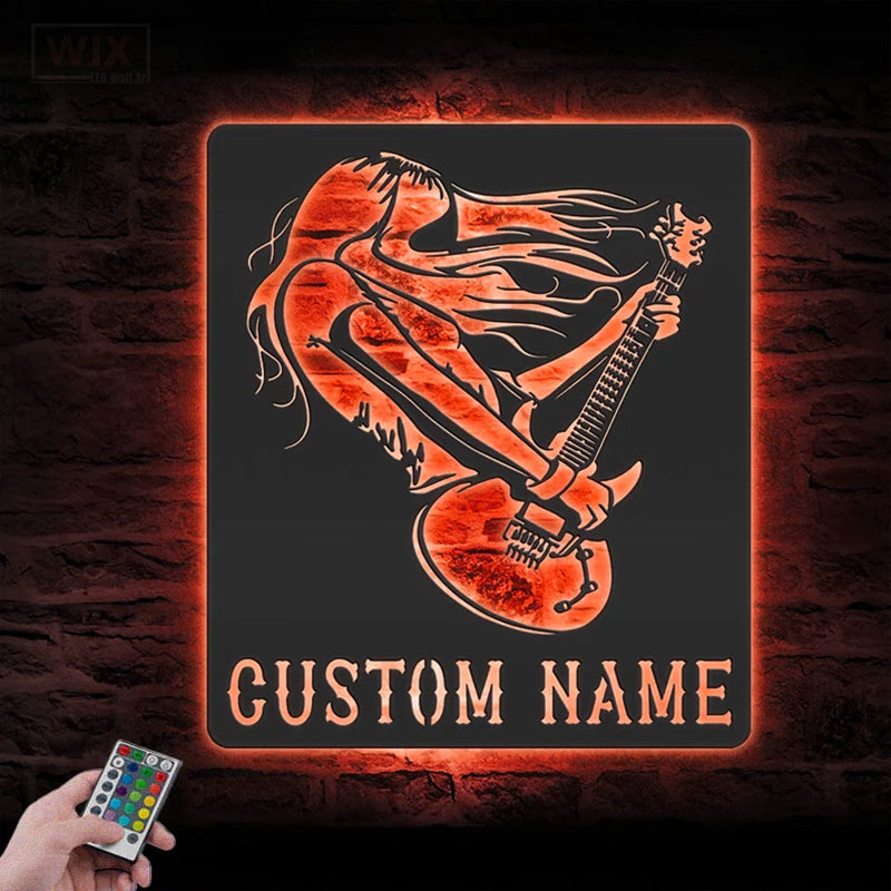 Guitar LED Metal Sign