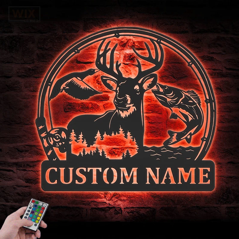 Fishing LED Metal Sign