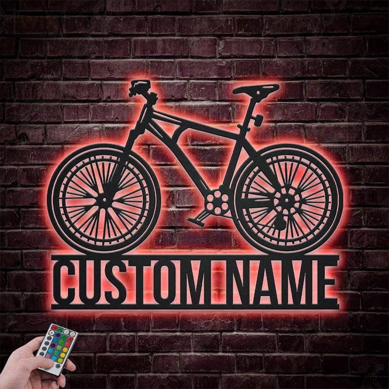 Mountain Bike LED Metal Sign - Wix Decor