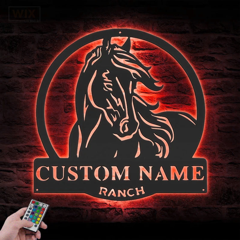 Horse LED Metal Sign