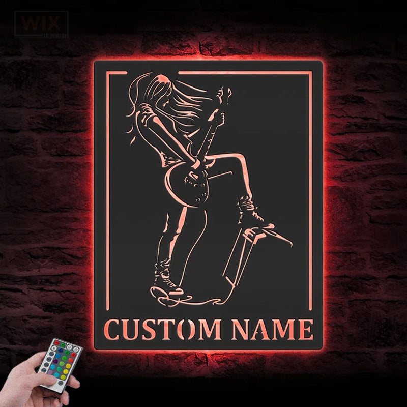 Guitar LED Metal Sign