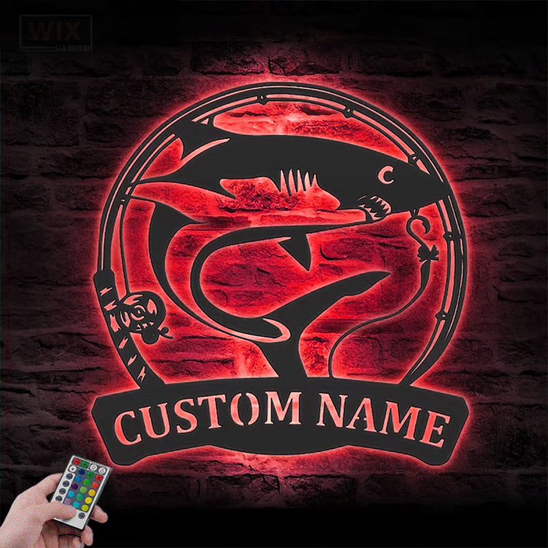 Fishing LED Metal Sign - Wix Decor