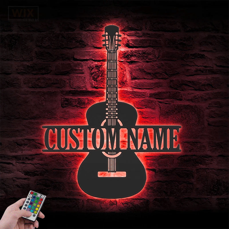 Guitar LED Metal Sign