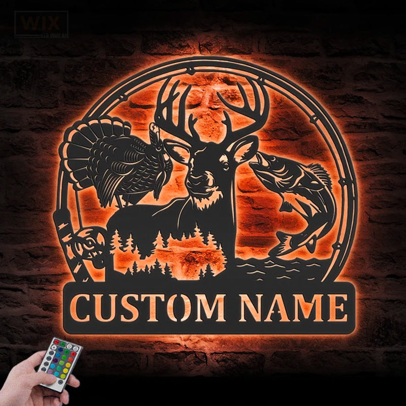 Fishing LED Metal Sign