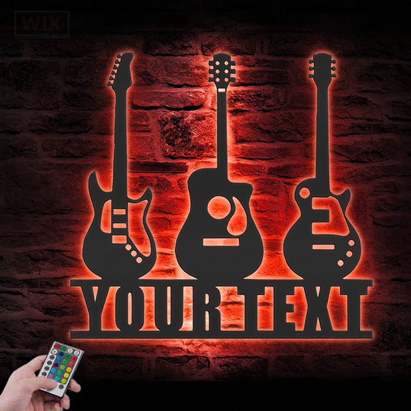 Guitar LED Metal Sign