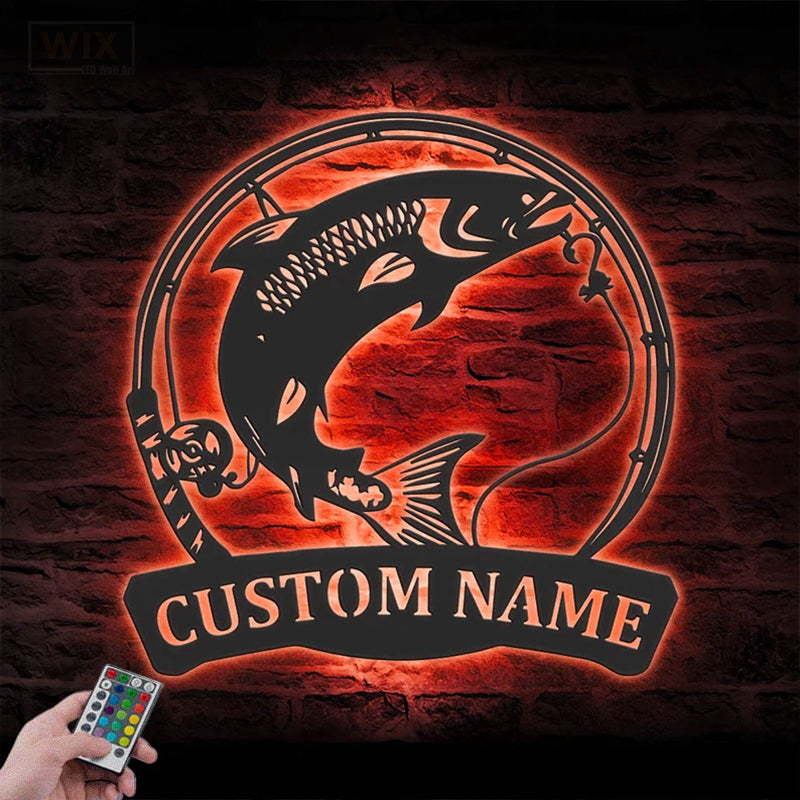 Fishing LED Metal Sign - Wix Decor