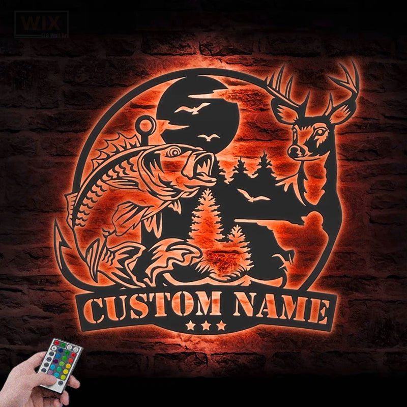 Fishing LED Metal Sign