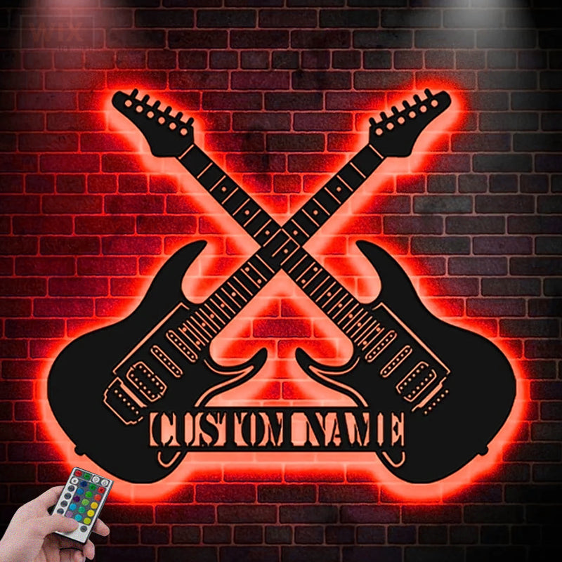 Guitar LED Metal Sign