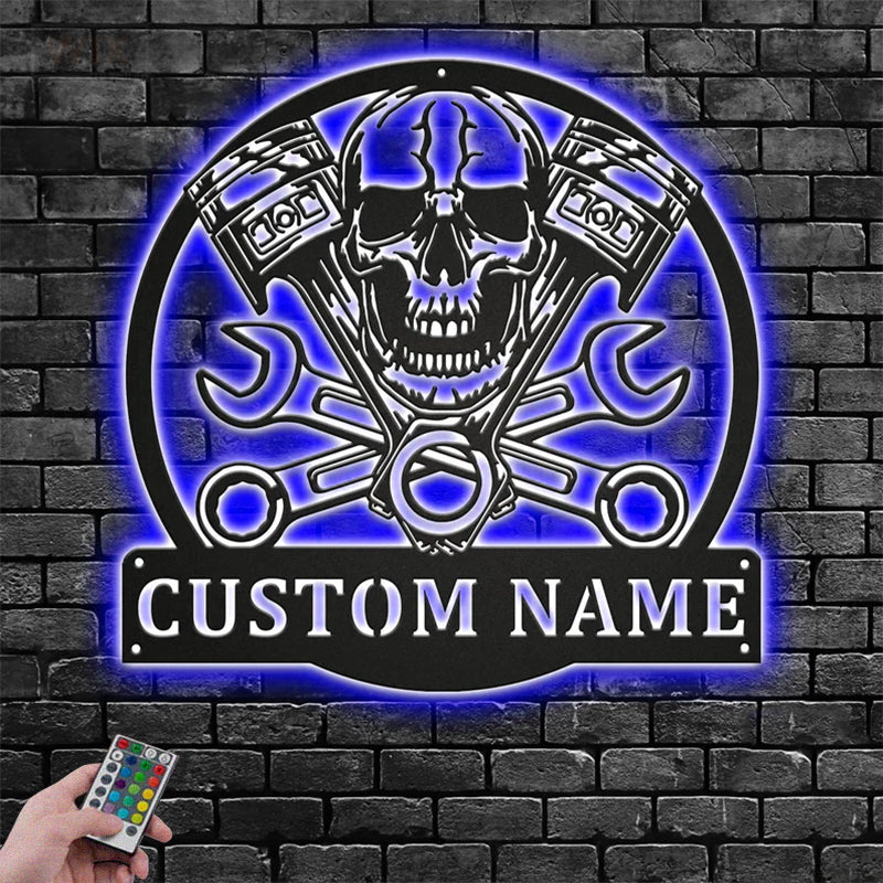 Skull LED Metal Sign