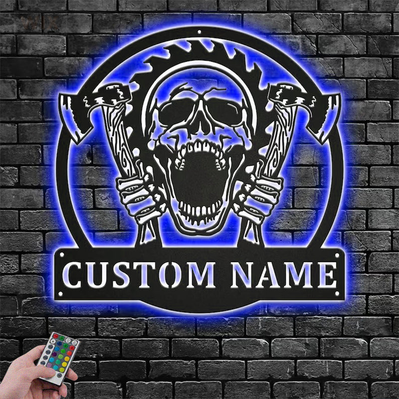 Skull LED Metal Sign
