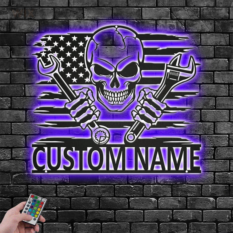 Skull LED Metal Sign