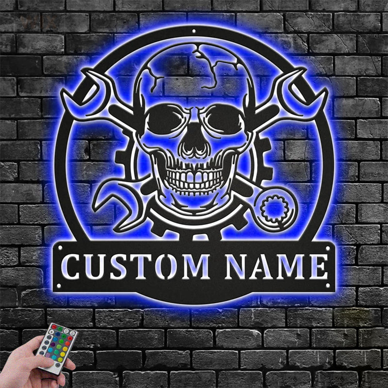 Skull LED Metal Sign