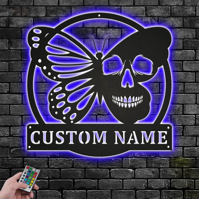 Skull LED Metal Sign