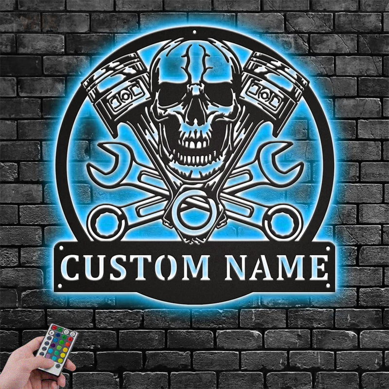 Skull LED Metal Sign