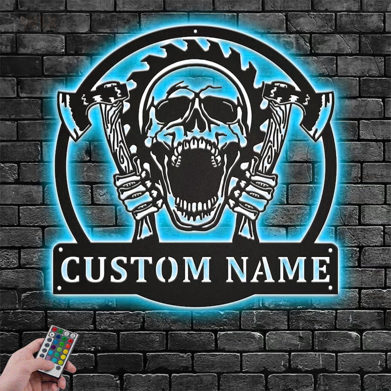 Skull LED Metal Sign