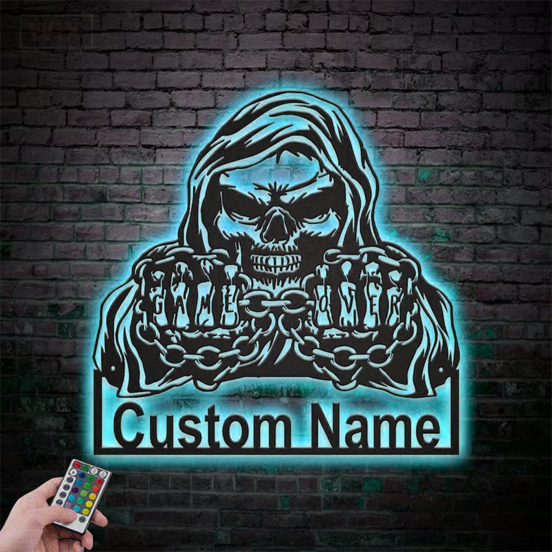 Skull LED Metal Sign