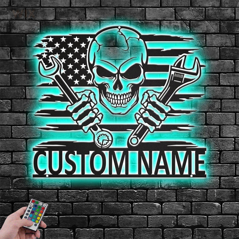 Skull LED Metal Sign