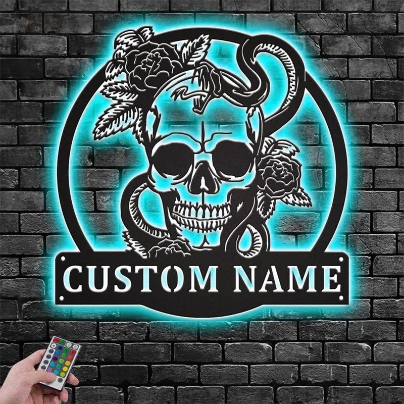 Skull LED Metal Sign
