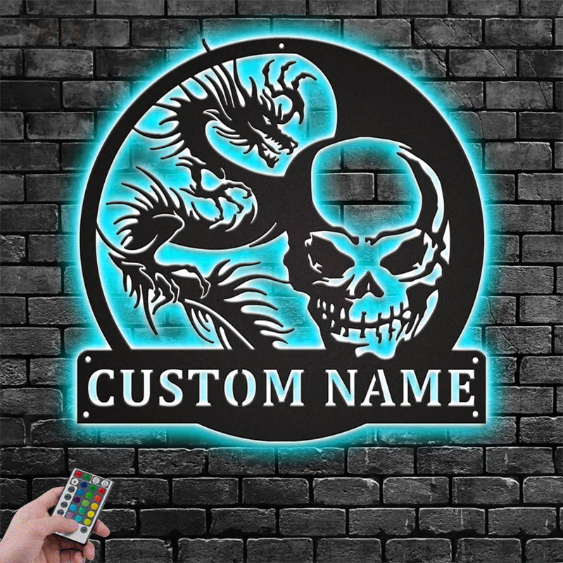 Skull LED Metal Sign