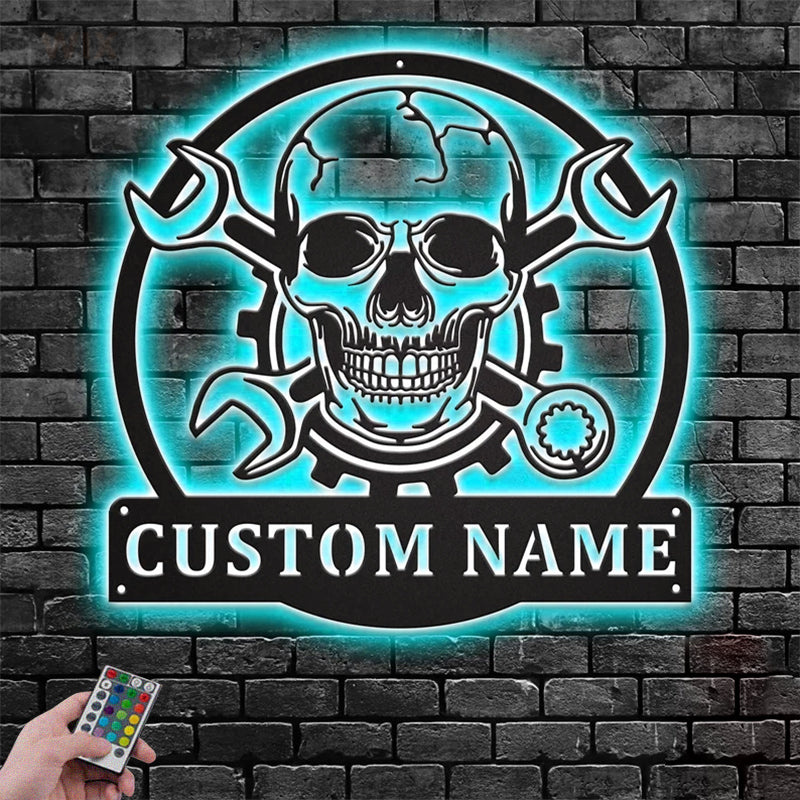 Skull LED Metal Sign