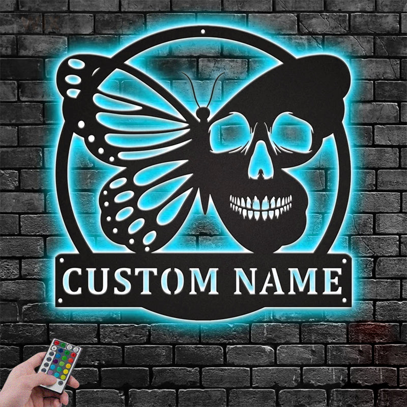 Skull LED Metal Sign