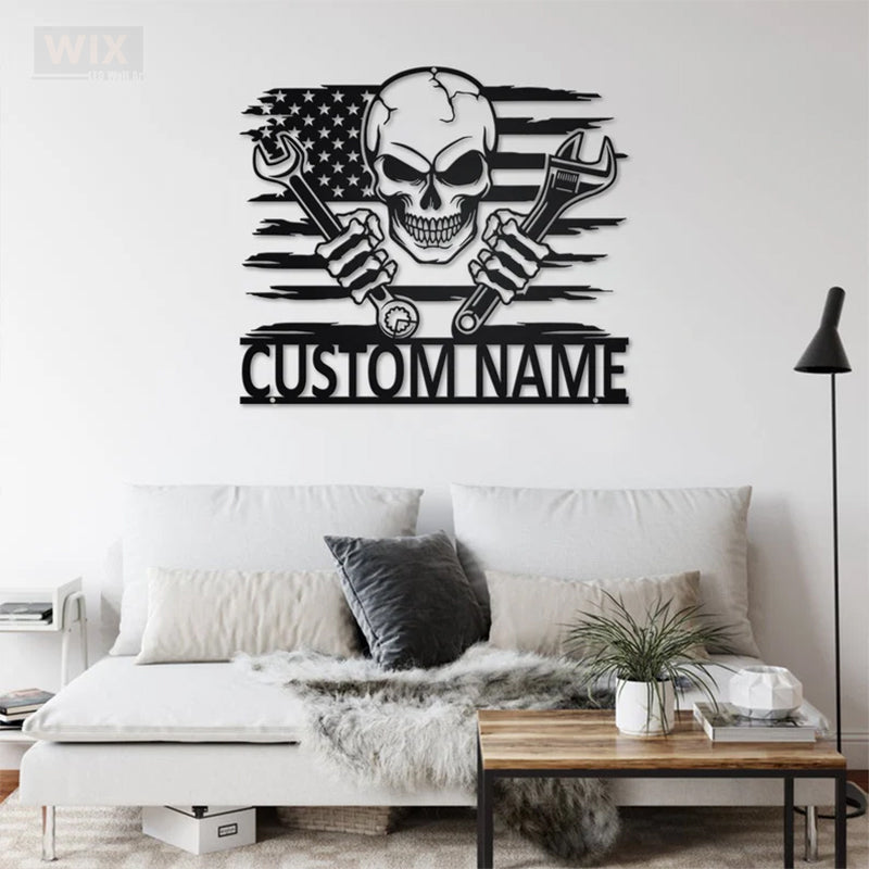 Skull LED Metal Sign